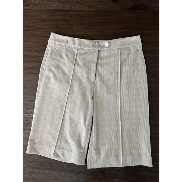 Marc Cain Long Shorts Beige Bermuda Pleated 11” Inseam US 6 N3/38
